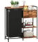 Somdot Laundry Hamper with Fabric Drawer and Shelves, Laundry Basket Sorter with 60L Pull-Out and Removable Bag, Wood Grain Print