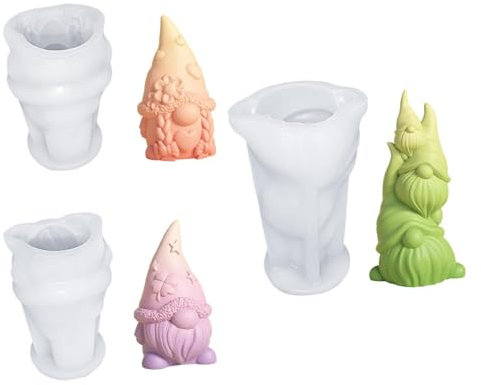 3 Stück Silikonform Ostern Wichtel, Silikonformen Gießformen Ostern, Osterwichtel Giessform Silikon, Wichtel Frühling, 3D Zwer-g Kerzenformen für Ostern Deko, Ostern Geschenk, Wichtel Figuren