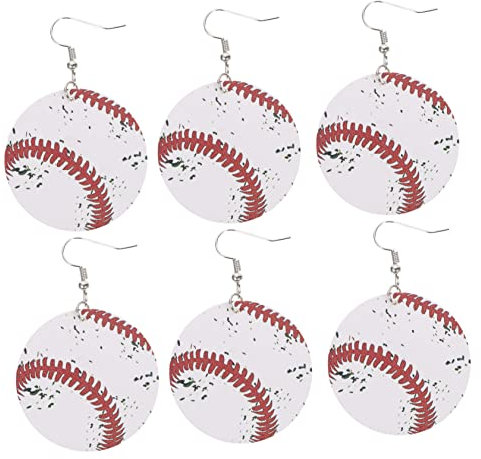 WACEH Earrings 3 Paare Baseball Basketball Dangle Sport Thema Fußball Sportball Miss Leder Jewelry