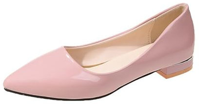 Zapatos de bailarina para mujer, lacados, planos, para mujer, bailarinas, zapatos de encaje, zapatos de encaje, zapatos elegantes de bailarina, zapatos de boda, zapatos tradicionales, Rosa., 42 EU