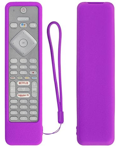 Custodia Protettiva in Silicone Adatto per Philips TV 43PUS7354/12 50PUS7354/12 55PUS7504/12 65PUS8204/12 58PUS7304/12 Telecomando, Durevole e Lavabile - Viola