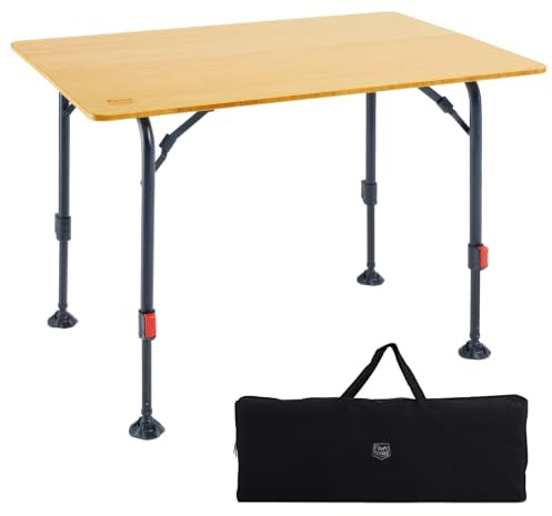 TIMBER RIDGE Campingtisch Klappbar Bambus Klapptisch Höhenverstellbar | Aluminiumrahmen 100KG Belastbar Gartentisch mit Tragetasche 100x70 cm für Camping Garten Picknick Balkon