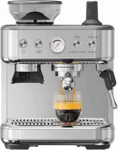 Aptliton Bean-to-Cup Coffee Machine | Barista-Style | 15-Bar Pump for Rich Flavor | Instant Heat | Eco-Friendly & Energy-Saving | Simple & Intuitive Control | Home & Office Use (Stainless steel)