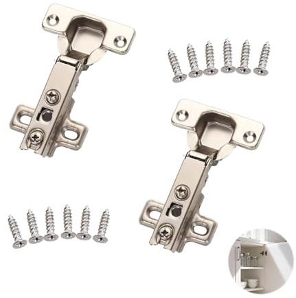 2 Piezas 35mm 110° Bisagras para Puertas de Cocina, Resistentes a la Corrosión, Adecuadas para Armarios de Cocina, Dormitorio y Muebles, Instalación Ajustable