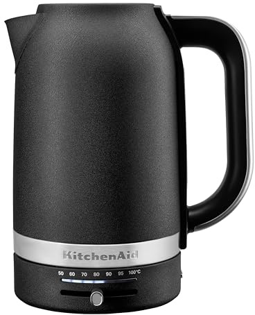 KitchenAid 1.7L Variable Temperature Kettle, Adjustable Temperature Control 50°C-100°C, Quick Boil & Water Level Gauge, Cast Iron Black