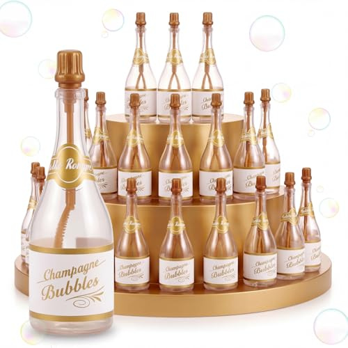 Skylety 20 Set Bolle di Sapone Matrimonio a Forma di Bottiglia Champagne, Cerimonia, Bomboniera per Ospiti, Decorazione per Comune, Fidanzamento, Compleanno, Ricevimento, Uscita Nuziale