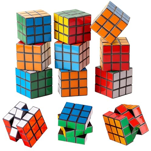 Mini Zauberwürfel, Rubiks Cube 3x3 Set mit 12 Stück, Kompaktes Design für Unterwegs, Ideal für Puzzle-Liebhaber und Gedächtnistraining, Party- und Freizeitspiel für Erwachsene, kein Kinderspielzeug