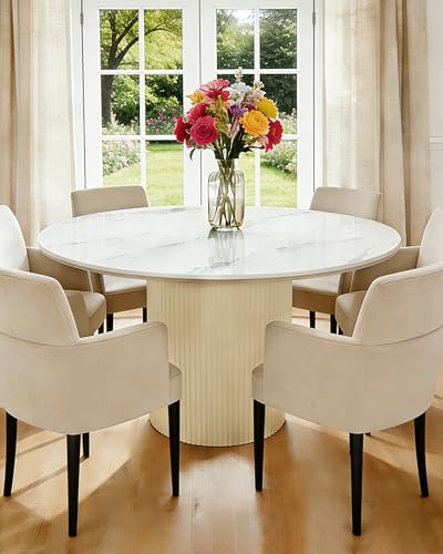 Cre Cra Runder Esstisch aus Sinterstein,90cm Esszimmertisch aus Metall,Moderner Küchentisch für 4-6 Personen,Tisch im Esszimmer für Wohnzimmer,Küche