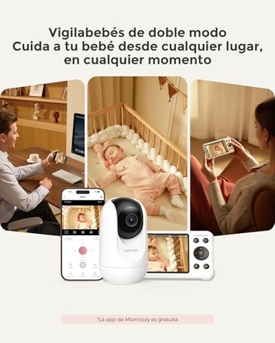 Momcozy BM04 Camara Vigilancia Bebe de 5 1080P y con 2 Modos de Conexión FHSS & Wi-Fi, Air 1 Sacaleches Manos Libres Ultra Fino 180 ml Extractor De Leche Materna Control Por App