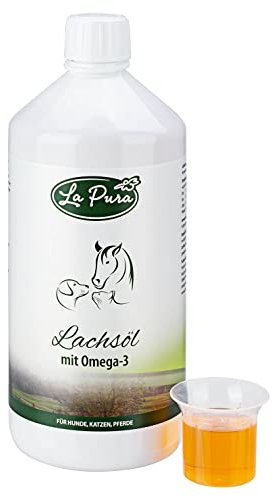 LaPura Lachsöl für Hunde, Katzen & Pferde - 100% Natur, mit Omega-3 & Omega-6 für Haut- & Fellpflege, Immunsystem, Beweglichkeit, Barf Öl ohne Zusätze, Premium Fischöl 1l