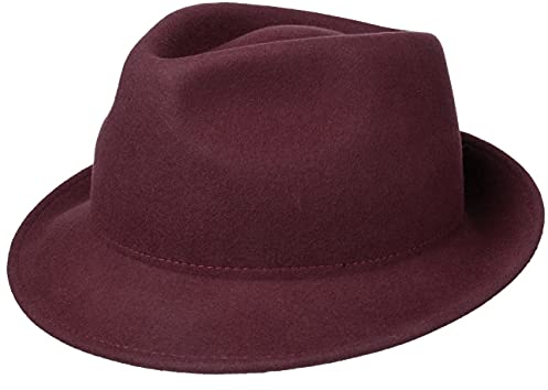 Lipodo Trilby Hut aus Wollfilz Damen/Herren - Filzhut Herrenhut Made in Italy - Italienischer Wollhut Herbst/Winter - Wollfilzhut Bordeaux M (56-57 cm)