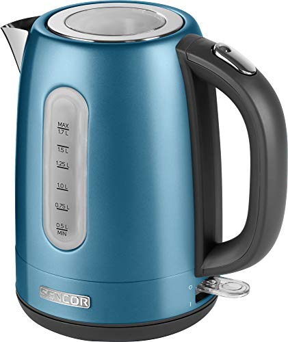 SENCOR bollitore elettrico SWK 1772BL Bollitore elettrico piccolo in acciaio inossidabile con filtro rimovibile, bollitore acqua elettrico capiente 1,7 L, kettle spegnimento automatico (Blu)