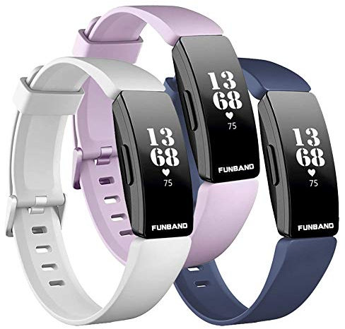 FunBand Compatible avec Fitbit Inspire HR - Bracelet en Silicone Souple, Sangle de Remplacement Réglable, Accessoire Sport pour Montre Connectée