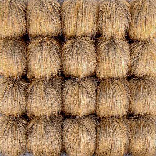 SIQUK 20 Stück Kunstfell Pompons Brown Fellbommel für Mützen Schlüsselanhänger Weihnachtsdekoration