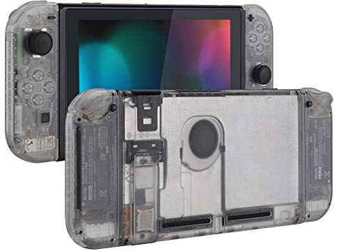 eXtremeRate Custodia Tasti Ricambio per Nintendo Switch,Cover Scocca Pulsanti Kit DIY per Joycon,Senza Controller e Console-Trasparente Chiaro