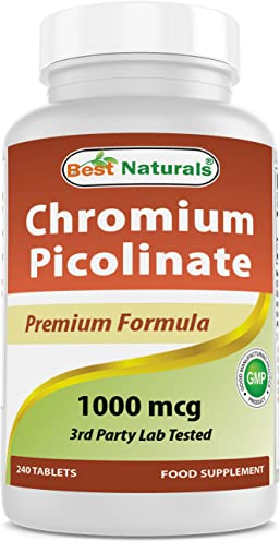 Best Naturals Chromium Picolinate 1000 mcg Tablet - Supports Healthy Blood Sugar Levels, 240 Count