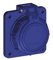 SiRoX Druckwasserdichte Einbau-Steckdose mit Federklappdeckel, IP68, blau – Flanschmaß 75x75 mm, Lochmaß 60x60 mm, vierfache Befestigung