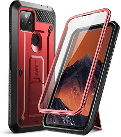 SUPCASE Unicorn Beetle Pro Series Full Body Rugged Holster Case mit integriertem Displayschutz für 6,2 Zoll Google Pixel 4A 5G (2020), Metallic Red
