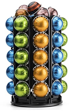 Bagoo Karussellhalter für Kaffeepads für Nespresso Vertuoline mit zentraler Aufbewahrung für zusätzliche Pods Nespresso Vertuo Pods (40+)