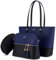 LOVEVOOK Handtasche Damen Schultertasche Handtaschen Tragetasche Groß Designer Elegant Umhängetasche Henkeltasche Set 3-teiliges Set, Blau Schwarz…