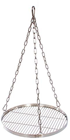Grillrost 30 cm mit Kette Edelstahl für Schwenkgrill 3 Bein Grill Rost 10 mm Stababstand BBQ