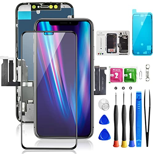 Bsz4uov für iPhone XR Bildschirm Ersatz 6.1”, 3D Touch LCD Display Digitizer Montage für A1984, A2105, A2106, A2108, mit Magnetischem Schrauben Pad + wasserdichtes Band + vollständige Reparatur-Tools