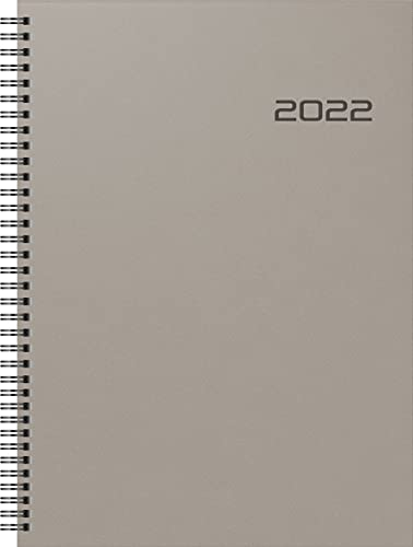 BRUNNEN 1078102002 Buchkalender Modell 781, 2 Seiten = 1 Woche, 21 x 29,7 cm, PP-Einband anthrazit, Kalendarium 2022, Wire-O-Bindung