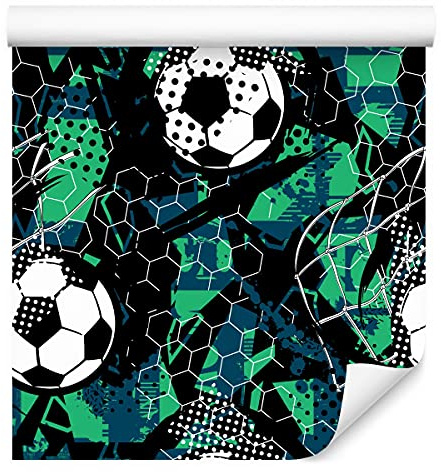 Muralo Vlies Tapete 10m Tapeten Rollen Jugend Fußball Sport Grunge Dekor Vliestapete 1000 x 53cm Wand Tapete Wohnzimmer Schlafzimmer Moderne Wanddeko Wand Dekoration