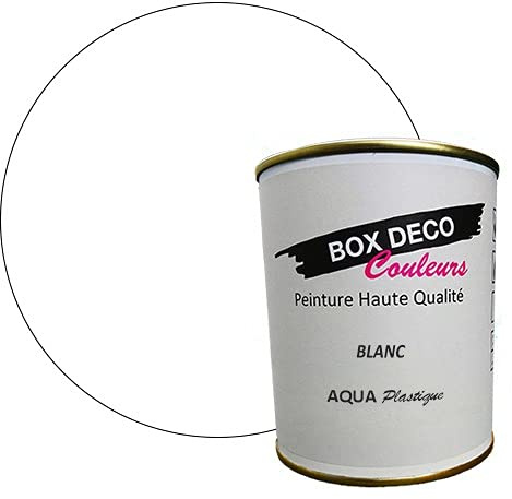 BOX DECO COULEURS Peinture meuble plastique à base de laque acrylique aspect satin Aqua Plastique - 750 ml, Blanc