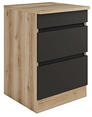 idealShopping GmbH Küchen Schubladenunterschrank mit Arbeitsplatte Noah UC636-0+ in anthrazit 60 cm breit