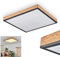 HOFSTEIN LED Panel Salmi, modernes Deckenpanel aus Metall/MDF in Schwarz/Weiß/Holzoptik, 24 Watt, 1-flammig, 2100 Lumen, Lichtfarbe 3000 Kelvin (warmweiß), eckige Deckenlampe in flachem Design