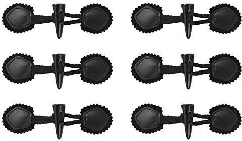 JKJF PU Leder Knebelknöpfe Horn Toggle Tasten Resin Nähknöpfe für Mantel Dufflecoat Jacke Kleidung Handwerk Dekoration - 6 Paar Schwarz