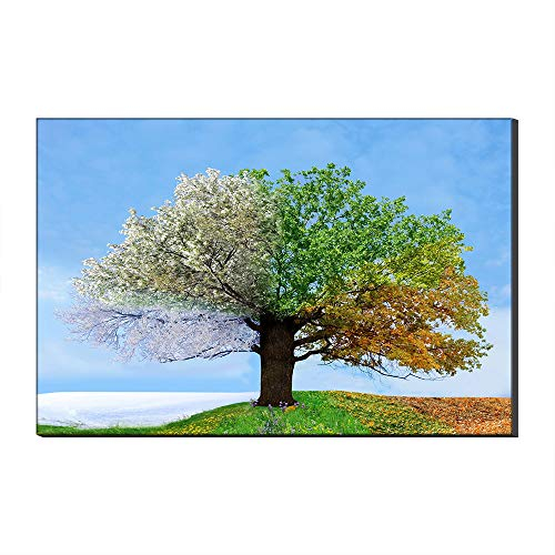 RGDFBG Wandbilder Bild Wand Bilder Auf Leinwand 4 Jahreszeiten Baum Aquarell Gemäldewerk Für Moderne Dekoration Zu Hause 40X60Cm X1 Rahmenlos