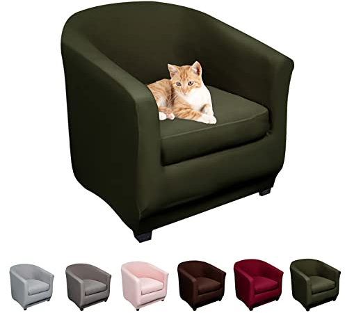 Lydevo Sesselhussen Clubsessel Stretch Sesselschoner Sesselbezug Tub Chair Cover Couchbezug Elastisch Anti-Rutsch Club Sesselüberwürfe Husse für Loungesessel,Grau Grün