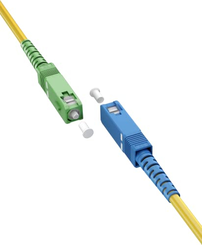 goobay 59657 - Cable de fibra óptica (FTTH), monomodo (OS2) Simplex/SC APC (8°) macho a SC-UPC (8°) macho/cable óptico / 0,5 metros