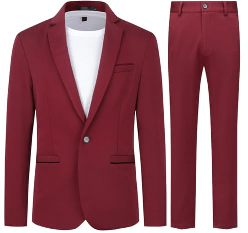 Allthemen Abito 2 Pezzi Uomo Blazer Pantaloni Slim Fit 1 Bottone | Micro elastico,Non necessita di stiratura,Classico Revers Elegante,Tinta Unita,Leggero Traspirant,Business Matrimoni Smoking