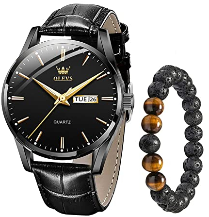 Raitown Montre Homme Cuir Ultra Léger Étanche Lumineuses Quartz Montre pour Hommes Noir Bleu et Blanc Disponible