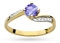 MARKO Damen goldring aus Gelbgold für Damen mit 0,50 Karat Tansanit und 0,05 Karat Diamanten Ring 14 Karat Gold (585) Goldring mit Box | Goldring für Fraue (Tansanit, 58 (18.5))