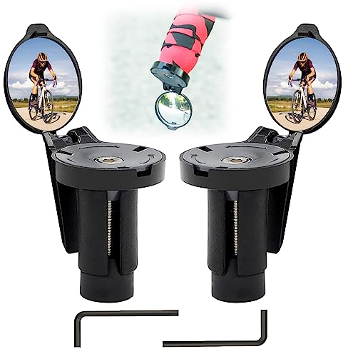 Ruikdly 2 Stück Fahrradrückspiegel, 360° Drehbarer Vestellbarer Fahrradspiegel, Klappbar Fahrrad Seitenspiegel, 16-22mm Fahrrad Lenkerspiegel Universell für Fahrrad E-Bike Rennrad Mountainbike