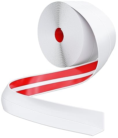 TATUNER Joint Salle de Bain, Joint d'Étanchéité Autocollant, Bande Calfeutrage Anti-Moisissure pour Salle de Baignoire, Cuisine, Plan de Travail, Rouleau de Joint Silicone Blanc 4M x 3,8cm (1)
