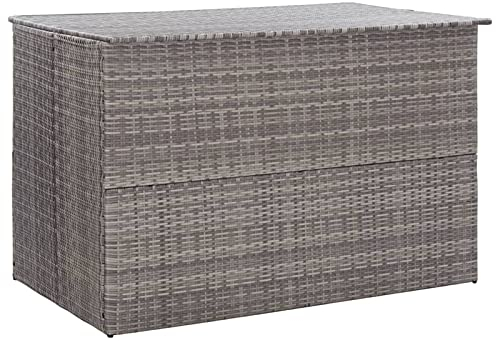 Festnight gartenbox wasserdicht XXL gartentruhe Auflagenbox Wasserdicht aufbewahrungsbox Garten kissenbox Garten Polyrattan Sitztruhe-Grau-150x100x100 cm