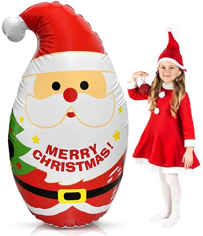 120 cm Aufblasbare Weihnachtsmann Weihnachtsdeko PVC Groß Weihnachtsmann Deko Draußen Weihnachten Aufblasbare Dekoration Blow Up Weihnachtsmann Aufblasbar für Outdoor Innen Santa Außen Deko Figur
