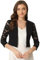 Allegra K Lace Shrug Top for Women's Open Front Work Office 3/4 Sleeve Floral Cropped Bolero Cardigan Black L