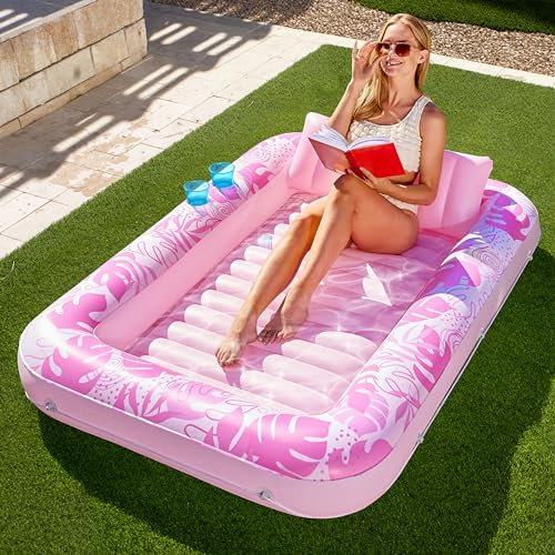 Sloosh 178 x 116 cm Luftmatratzte Pool Aufblasbarer Sonnenpool, Sonnenbaden für Erwachsene, Schwimmfloß im Schwimmbad, Luftmatratze Wasser für Erwachsene, Sommerspaß, Wasserparty