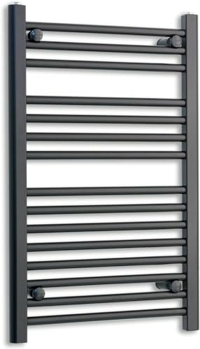 500mm Wide Black Heated Towel Rail Straight Flat Bathroom Warmer Radiator Rack Central Heating Turkish Zone (500mm x 800mm)