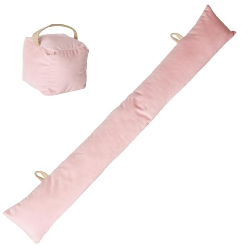 Nicola Spring 2pc Rose Velours Cube Butée de Porte & Boudin de Porte Set - Porte d'Entrée Brouillon Exclure Bouchon Bloqueur Isolation Bas Coussin