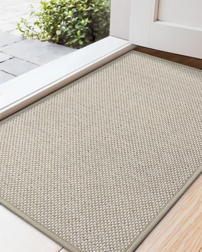 COLOR&GEOMETRY Door Mats Indoor 55x80cm, Front Door Mat Inside, Inside Doormat Non Slip, Absorbent, Washable Door Mat, Easy To Clean Doormat, Floor Mat For Entryway, Patio, Pets (Khaki)