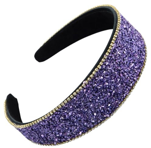 scicent Haarschmuck Damen Breit Strass Haarreifen Mode Hochzeit Stirnband Crystal Glitter Sparkle Haarband Glänzend Kristall Stirnbänder für Braut Kopfschmuck (Lila) - 26014
