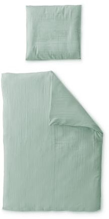 Ehrenkind® Bettwäsche-Set Musselin | 100% Bio-Baumwolle | Standard 100 by Oeko-TEX | 220x155cm + 80x80cm Jade | Bettwäsche 155x220