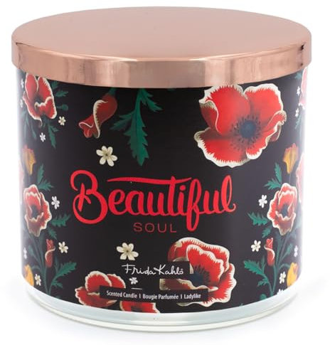 Frida Kahlo Duftkerze im Glas | Beautiful Soul 400g | Duftkerze Frisch | Geschenkidee für Frauen & Designliebhaber | Kerze lange Brenndauer (60h)